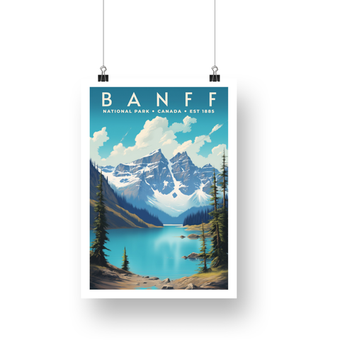 Banff National Park Poster – Alpine Lake & Snowy Peaks