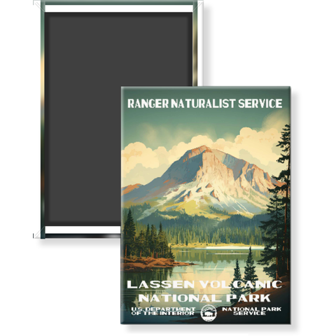 Lassen Volcanic National Park Magnet – Vintage WPA Style