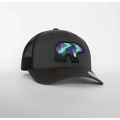 Northern Lights Grizzly Bear Mesh Snapback Hat
