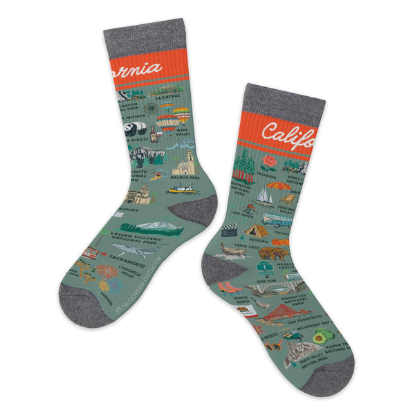 California National Parks Map Socks