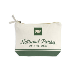 National Parks of the USA Illustrated Map Recycled Canvas Zip Pouch