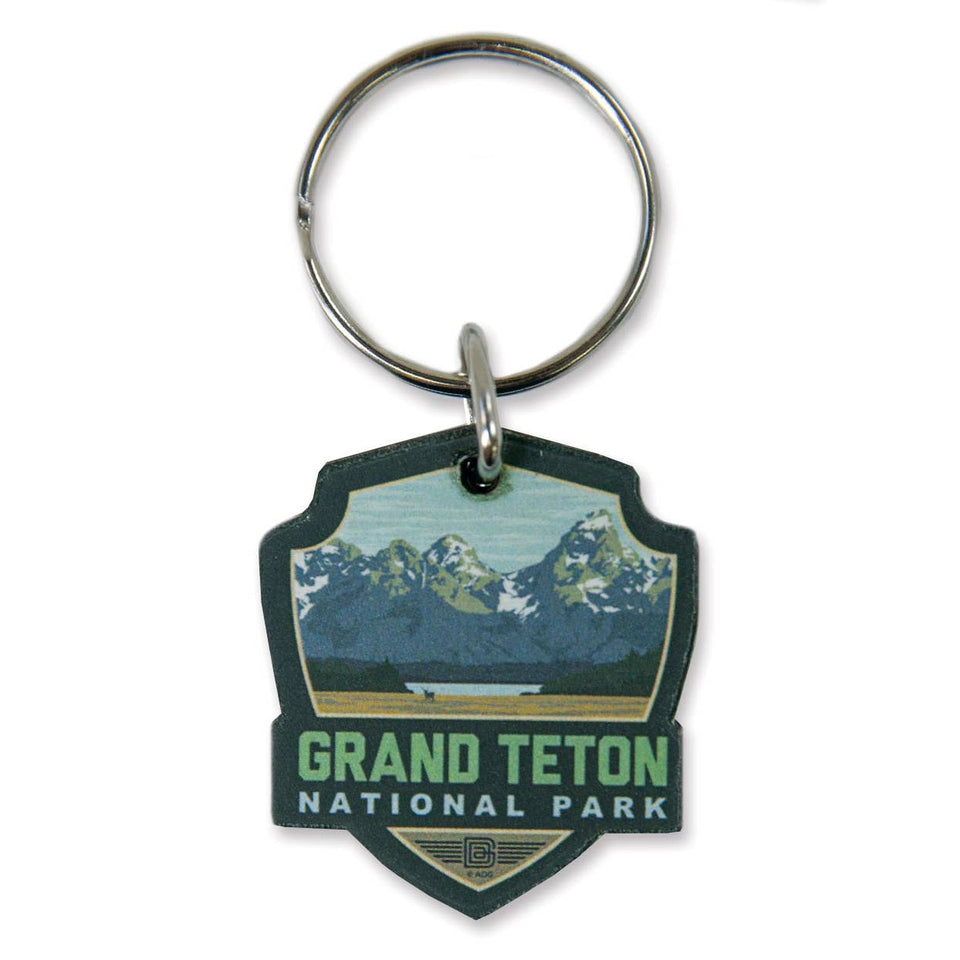 Grand Teton National Park Emblem Wooden Key Ring