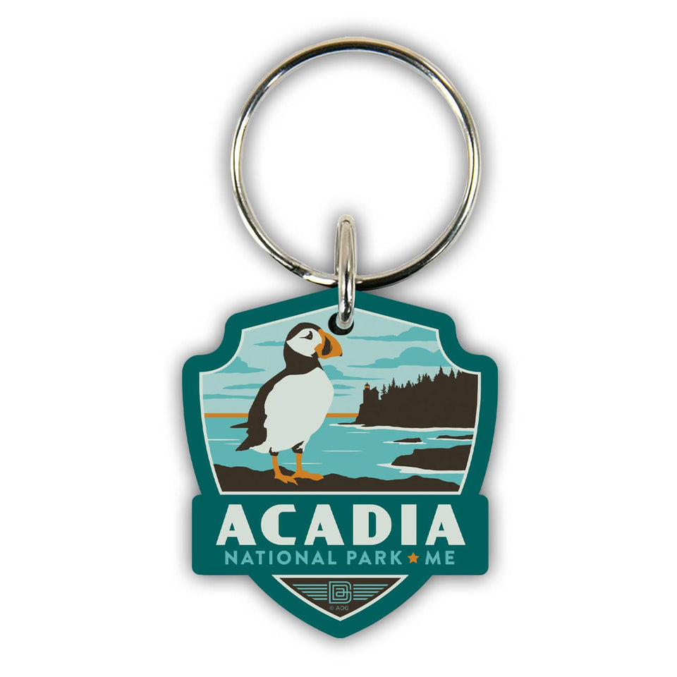 Acadia National Park Emblem Wooden Key Ring