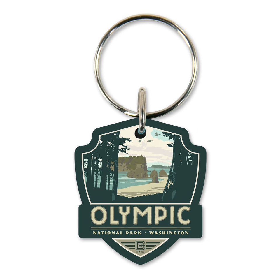 Olympic National Park Emblem Wooden Key Ring