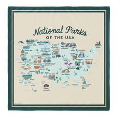 National Parks of the USA Illustrated Map Cotton Bandana