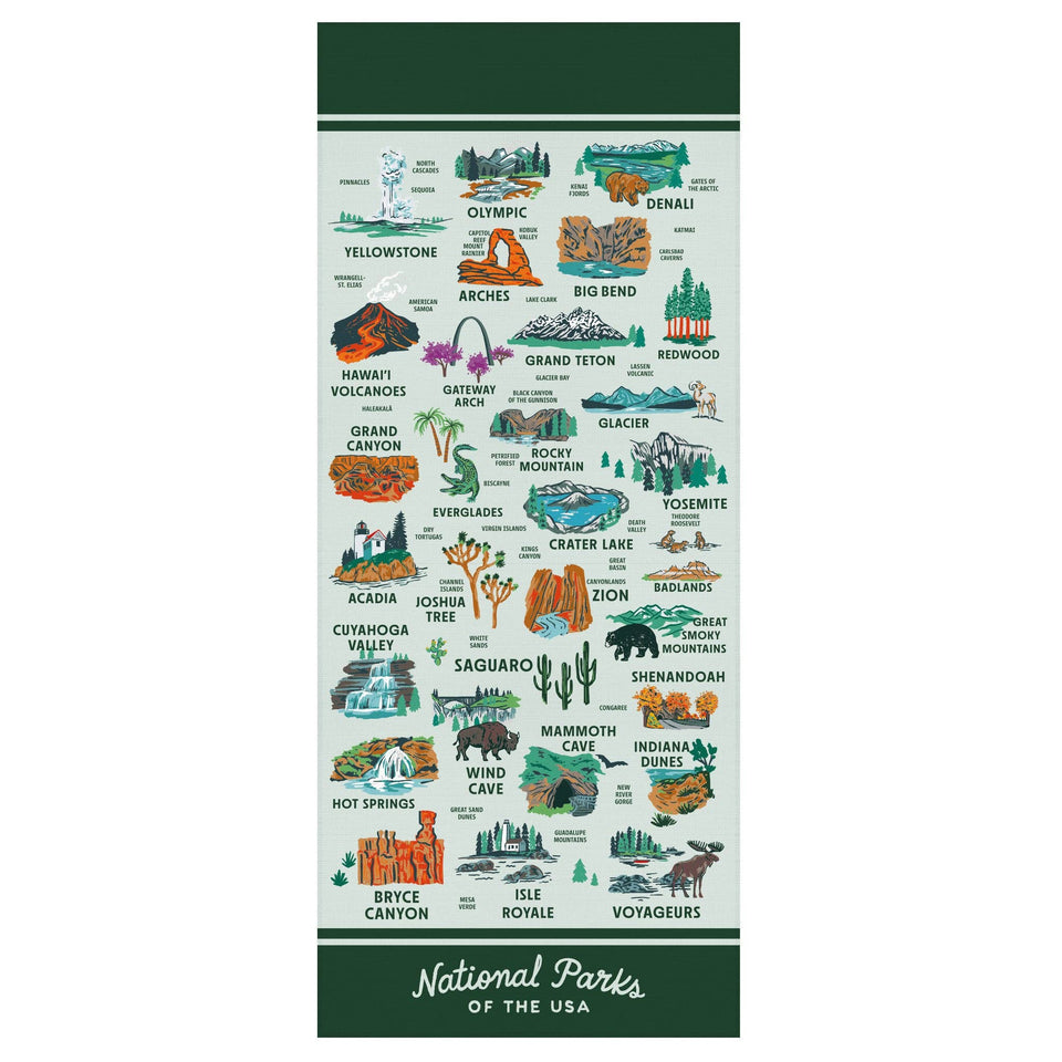 National Parks of the USA Illustrated Map Scarf