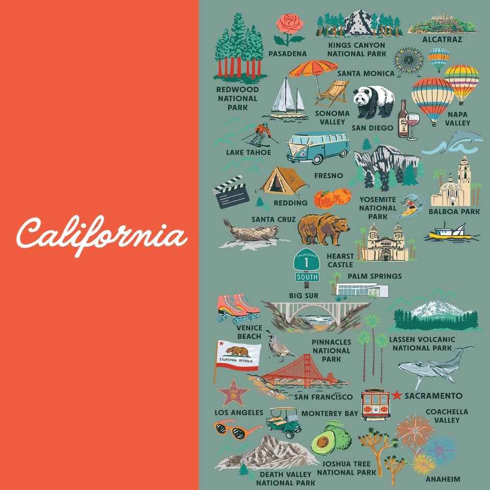 California National Parks Map Socks