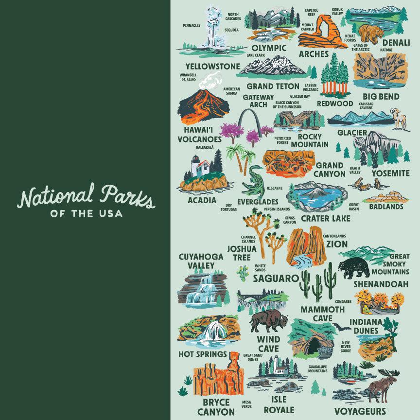 National Parks of the USA Map Socks
