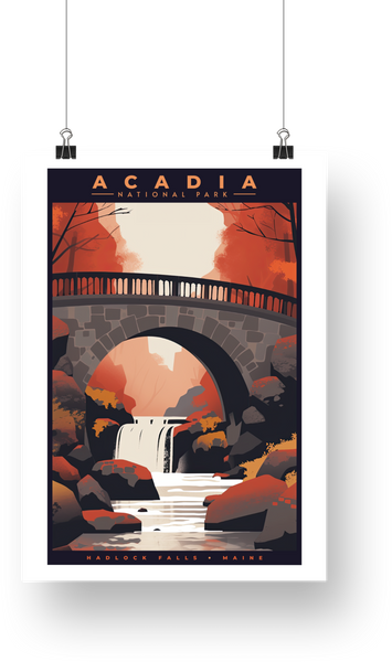 Acadia National Park Poster - Hadlock Falls