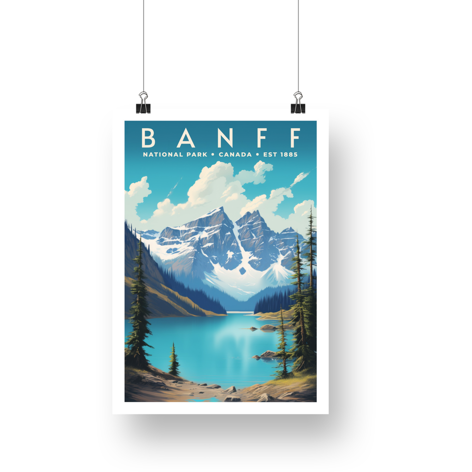 Banff National Park Poster – Alpine Lake & Snowy Peaks