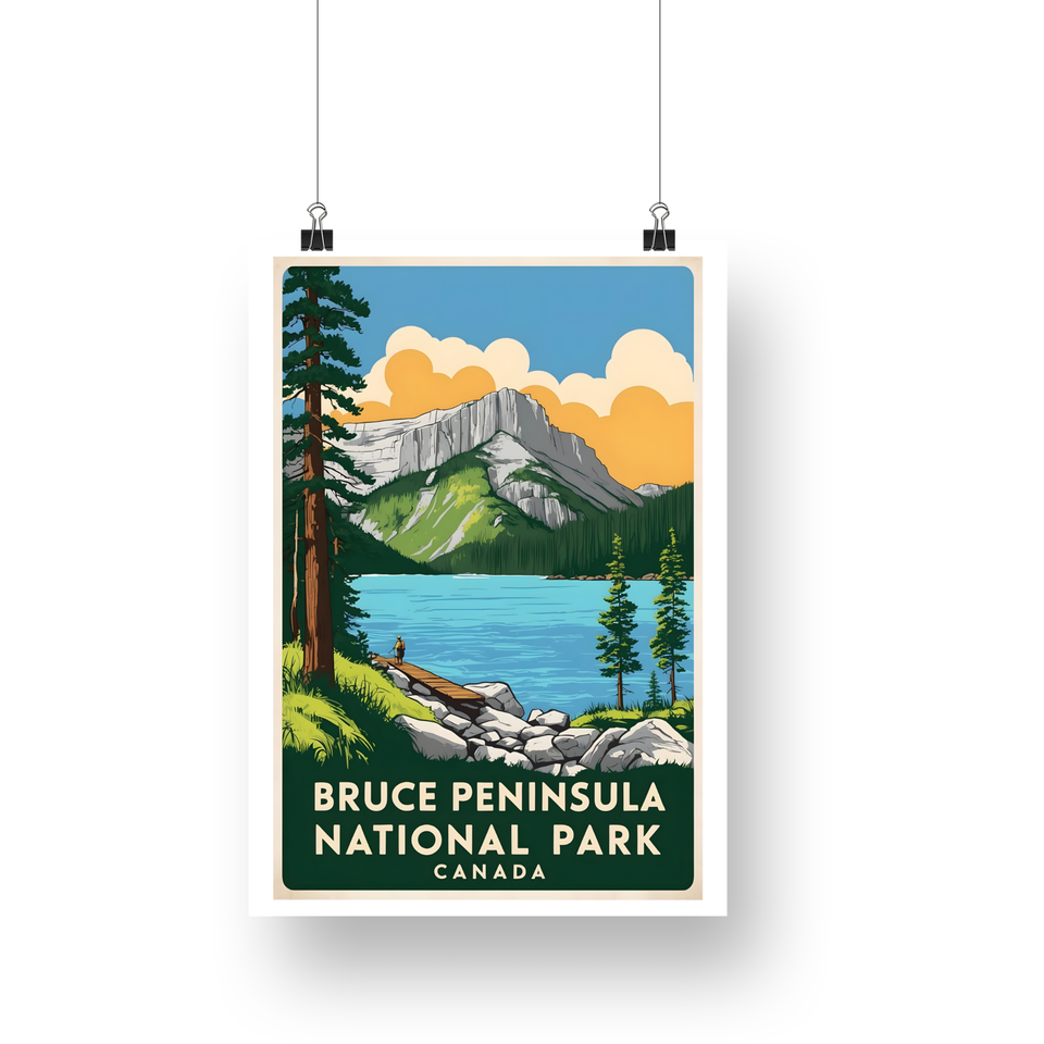 Bruce Peninsula National Park Poster – Blue Lake & Orange Clouds