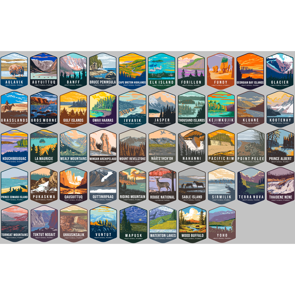 Canada National Parks Sticker Collection – WPA Style