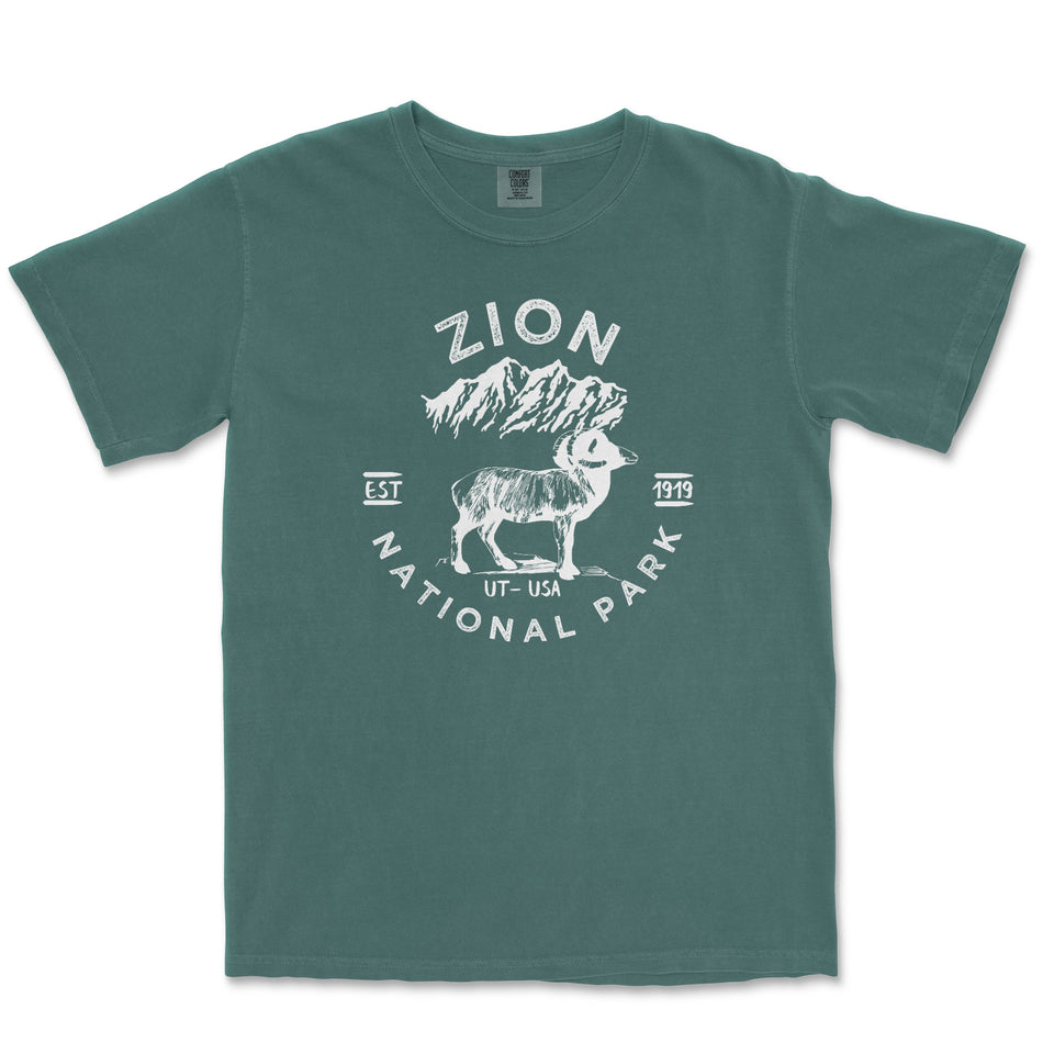 Zion National Park Comfort Colors T-Shirt – Deer Emblem
