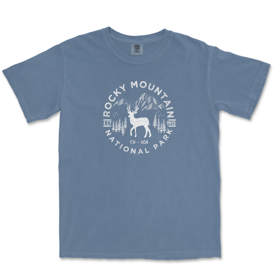 Rocky Mountain National Park Elk Comfort Colors T-Shirt – Elk Mountain Emblem