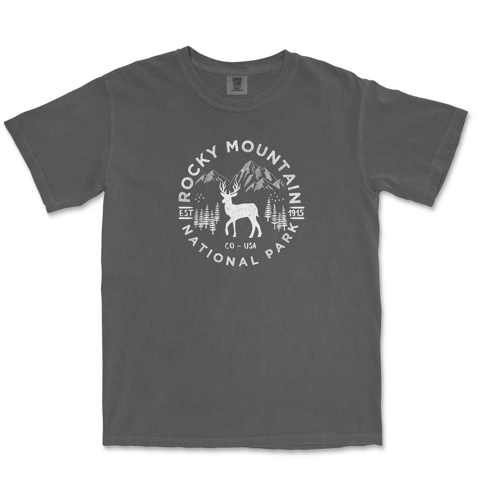 Rocky Mountain National Park Elk Comfort Colors T-Shirt – Elk Mountain Emblem