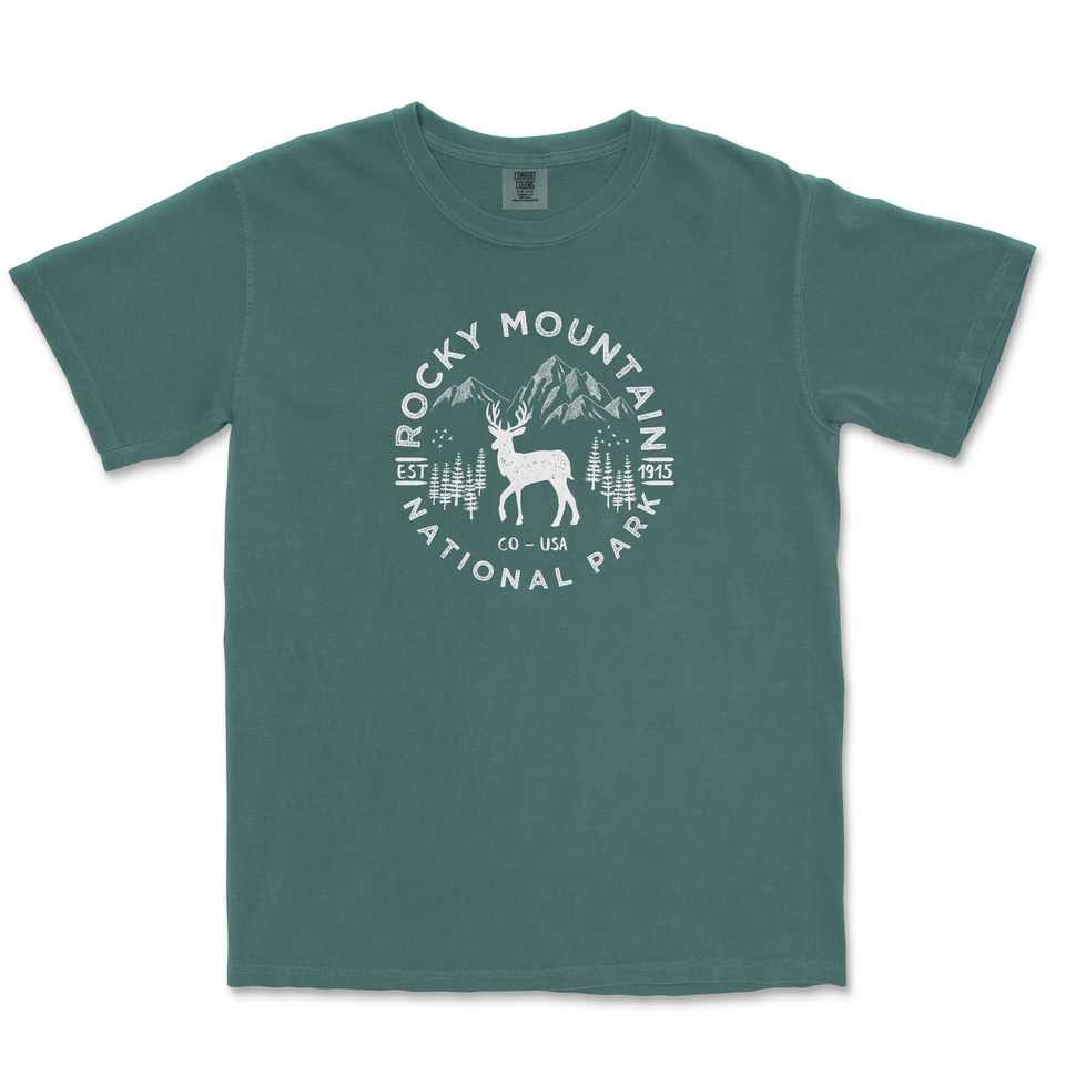 Rocky Mountain National Park Elk Comfort Colors T-Shirt – Elk Mountain Emblem