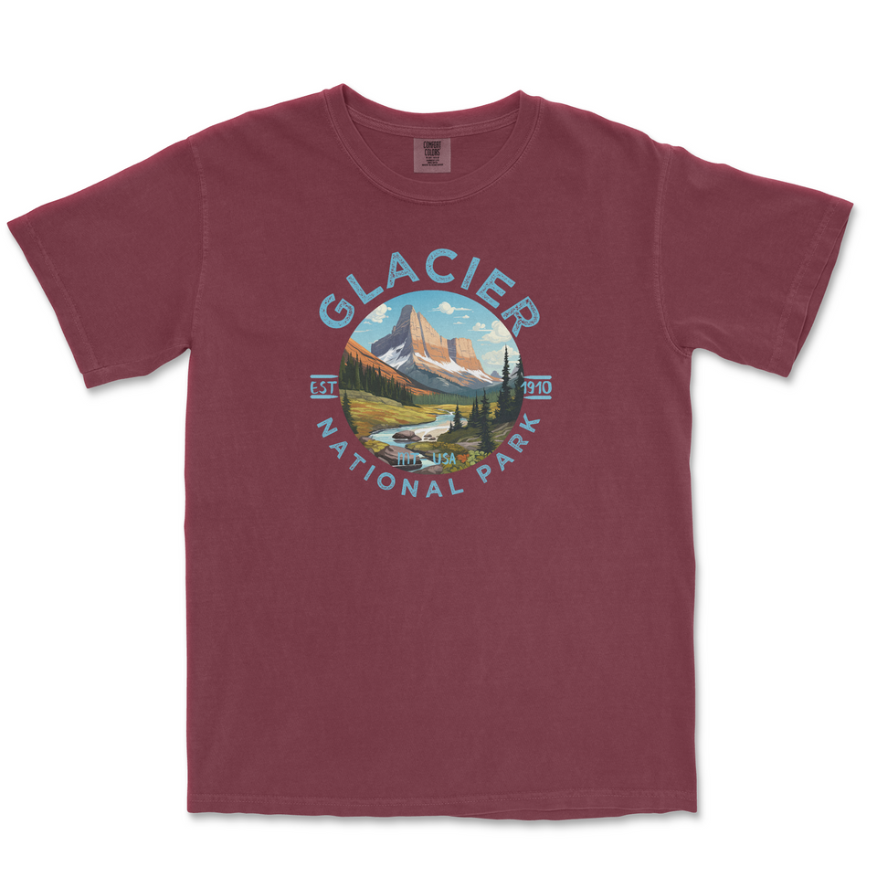 Glacier National Park Garment-Dyed T-Shirt – Mountain Lake Circle