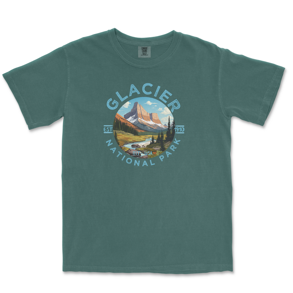 Glacier National Park Garment-Dyed T-Shirt – Mountain Lake Circle