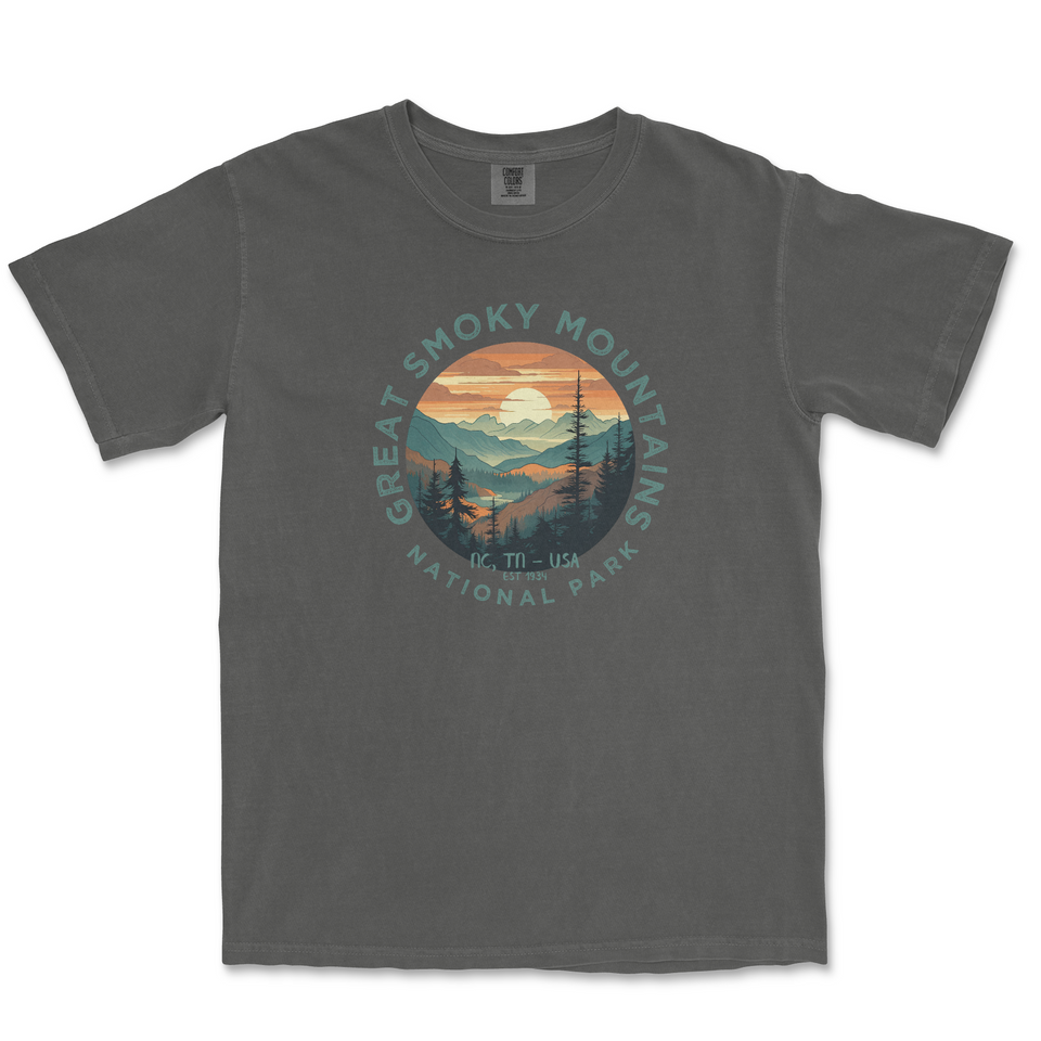 Great Smoky Mountains National Park Comfort Colors T-Shirt – Mountain Sunset Circle