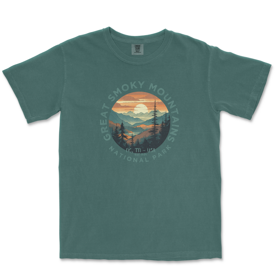 Great Smoky Mountains National Park Comfort Colors T-Shirt – Mountain Sunset Circle