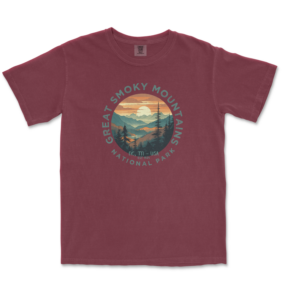 Great Smoky Mountains National Park Comfort Colors T-Shirt – Mountain Sunset Circle