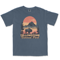 Yellowstone National Park Comfort Colors T-Shirt – Bison Sunset