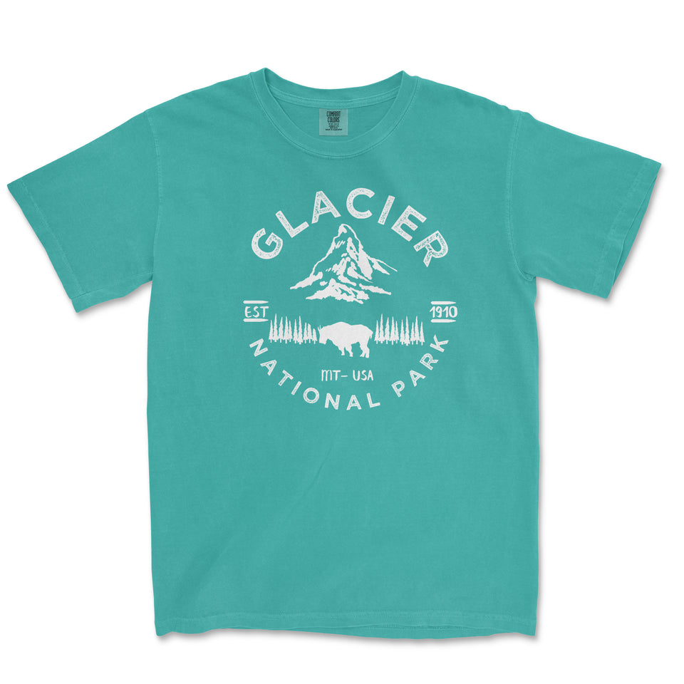 Glacier National Park Comfort Colors T-Shirt – Mountain Goat Emblem