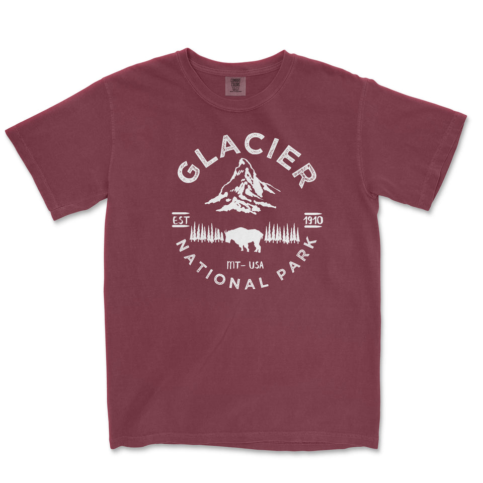 Glacier National Park Comfort Colors T-Shirt – Mountain Goat Emblem