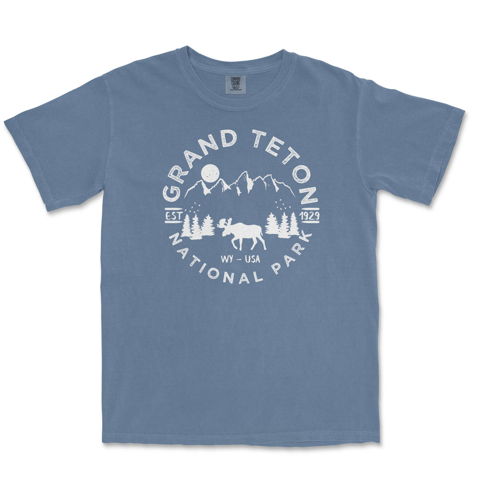 Grand Teton National Park Comfort Colors T-Shirt – Mountain Wildlife Emblem