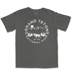 Grand Teton National Park Comfort Colors T-Shirt – Mountain Wildlife Emblem