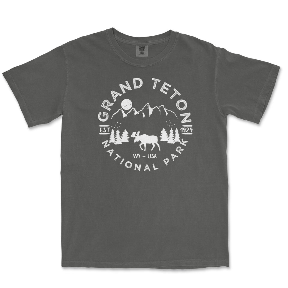 Grand Teton National Park Comfort Colors T-Shirt – Mountain Wildlife Emblem
