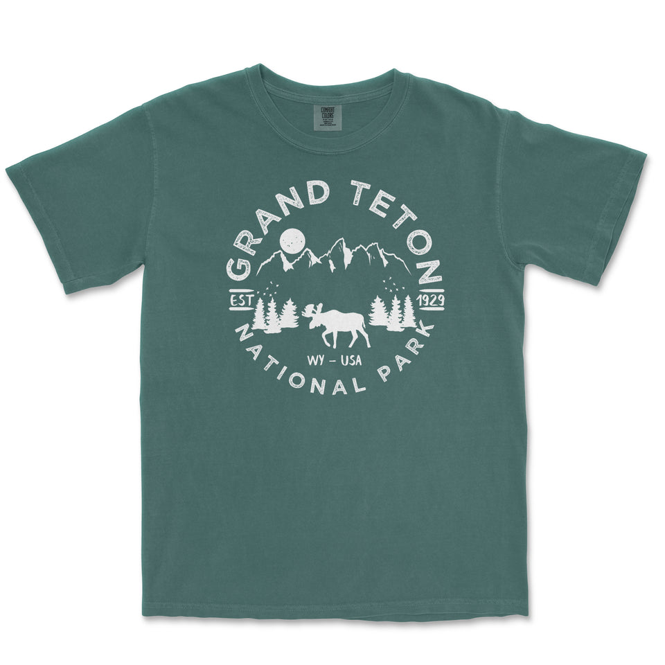 Grand Teton National Park Comfort Colors T-Shirt – Mountain Wildlife Emblem