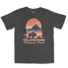 Yellowstone National Park Comfort Colors T-Shirt – Bison Sunset