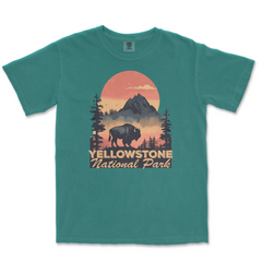 Yellowstone National Park Comfort Colors T-Shirt – Bison Sunset