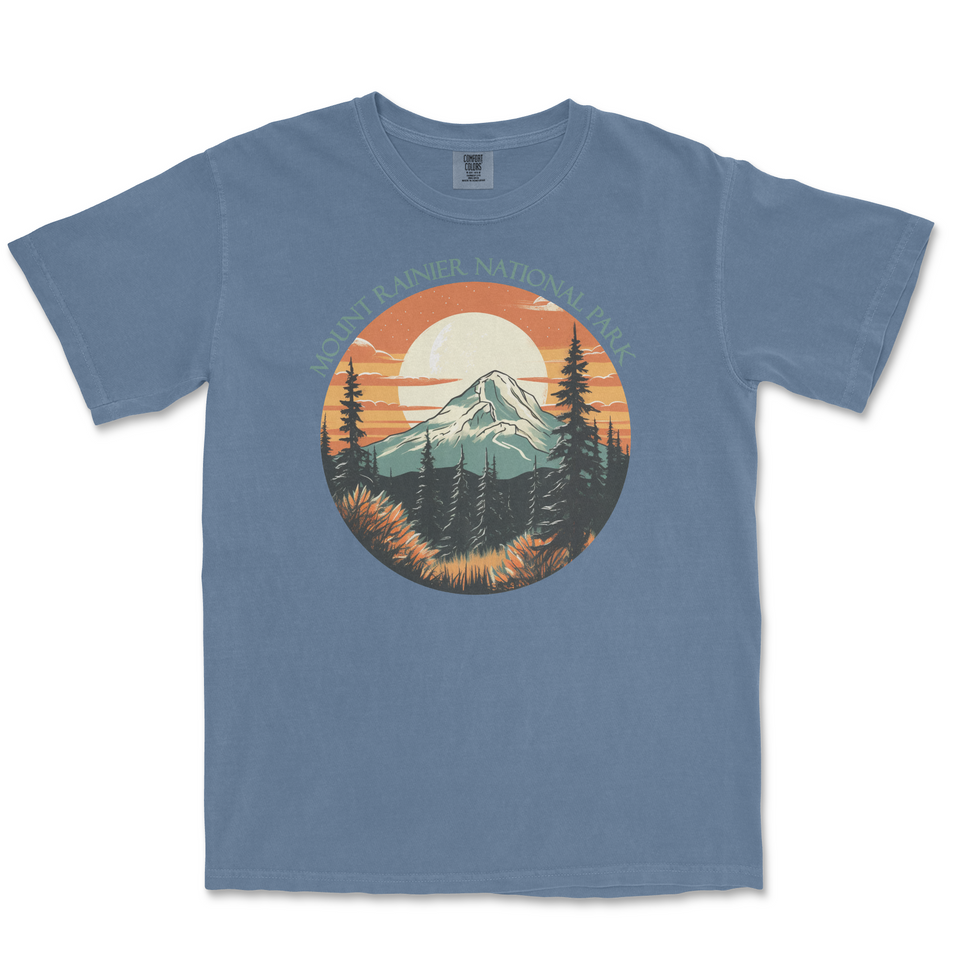 Mount Rainier National Park Comfort Colors T-Shirt – Mountain Sunset Circle