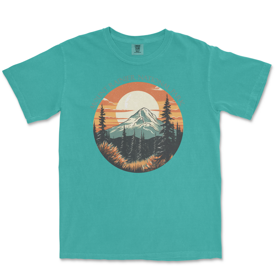 Mount Rainier National Park Comfort Colors T-Shirt – Mountain Sunset Circle