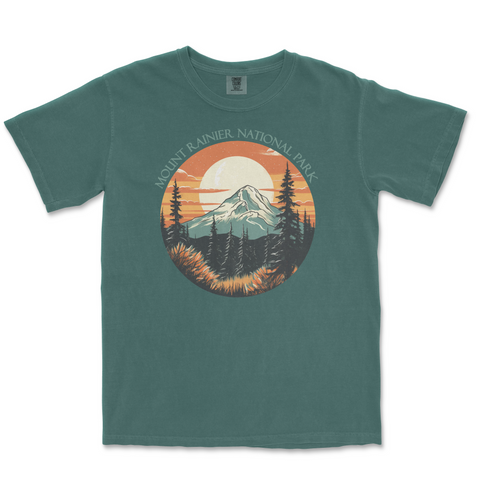 Mount Rainier National Park Comfort Colors T-Shirt – Mountain Sunset Circle