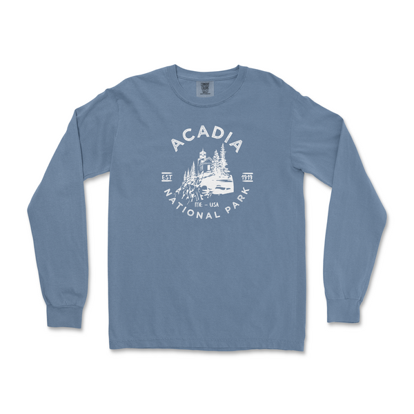 Acadia Lighthouse National Park Comfort Colors Long Sleeve T Shirt
