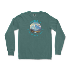 Denali National Park Comfort Colors Long Sleeve T-Shirt – Mountain Landscape Circle