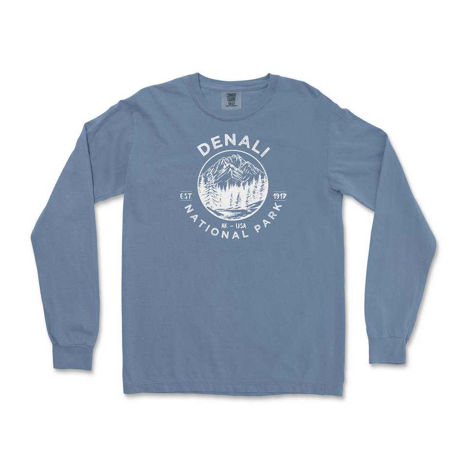 Denali National Park Garment-Dyed Long Sleeve T-Shirt – Mountain Forest Circle
