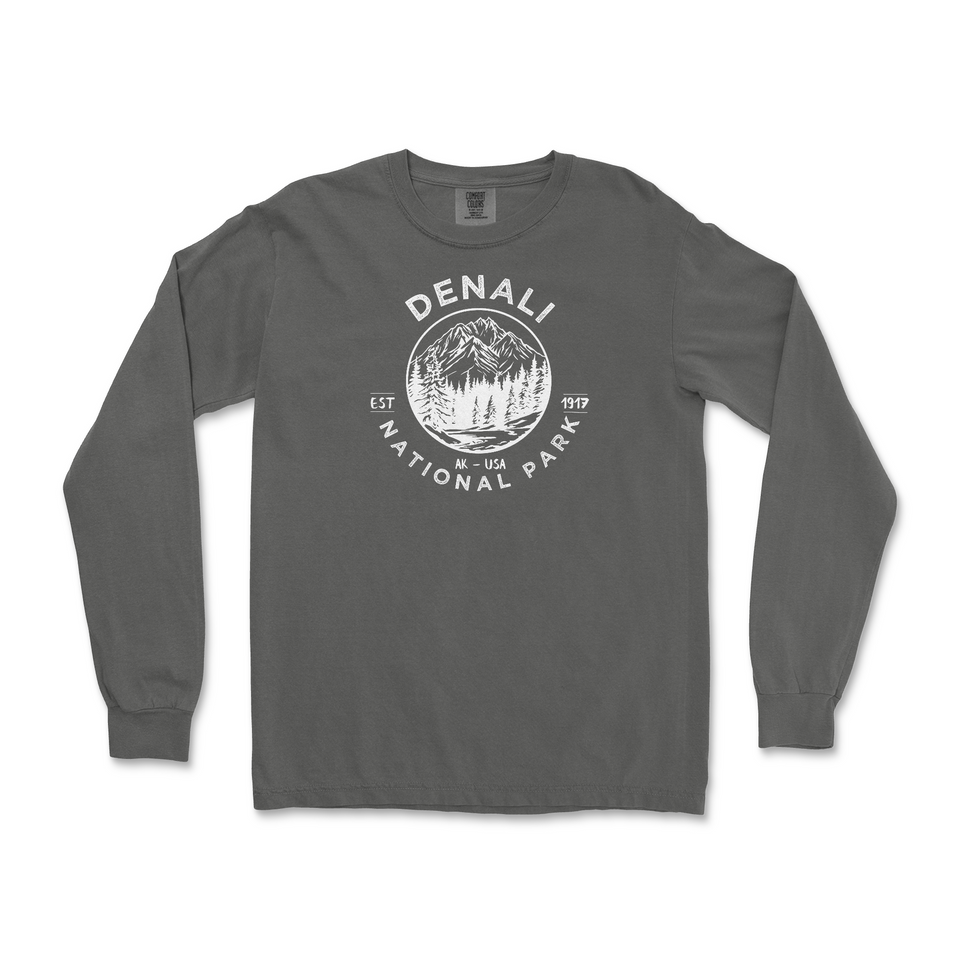 Denali National Park Garment-Dyed Long Sleeve T-Shirt – Mountain Forest Circle