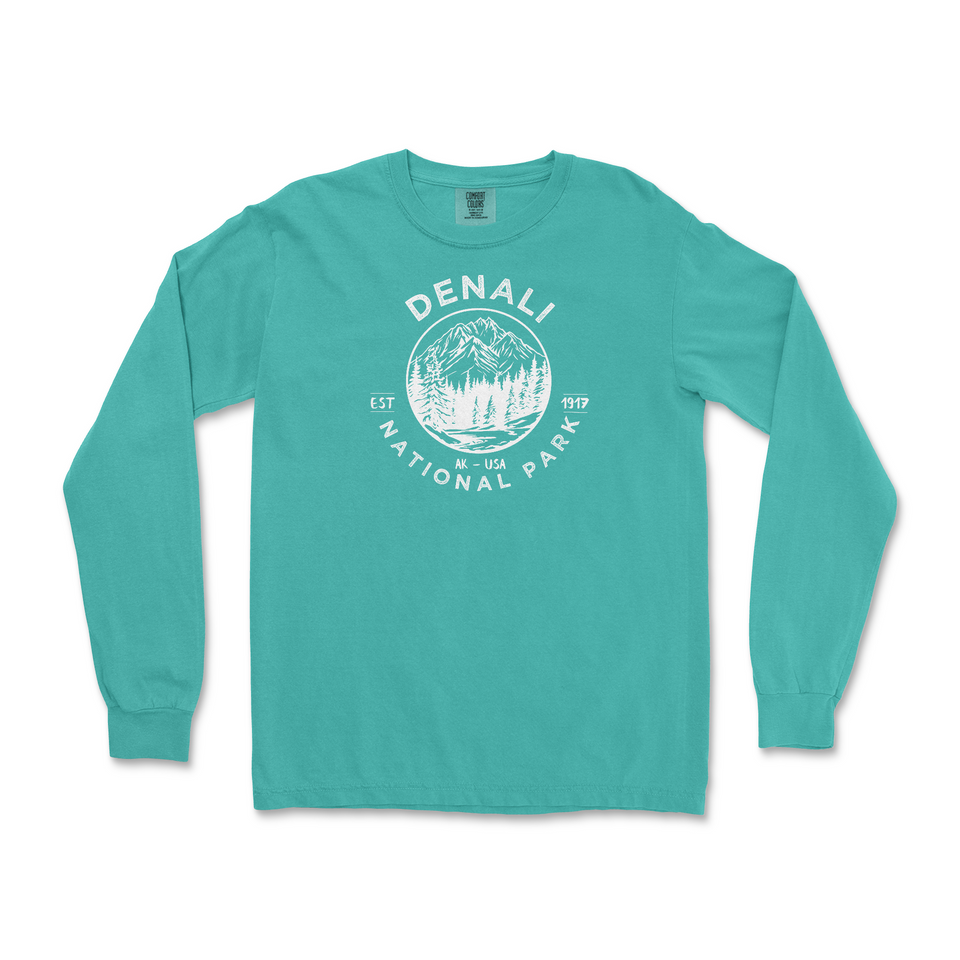 Denali National Park Garment-Dyed Long Sleeve T-Shirt – Mountain Forest Circle