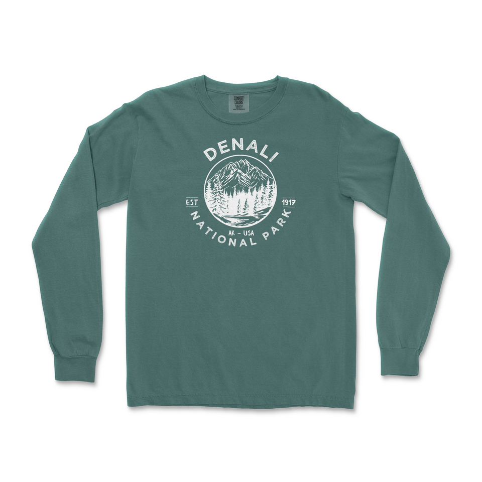 Denali National Park Garment-Dyed Long Sleeve T-Shirt – Mountain Forest Circle