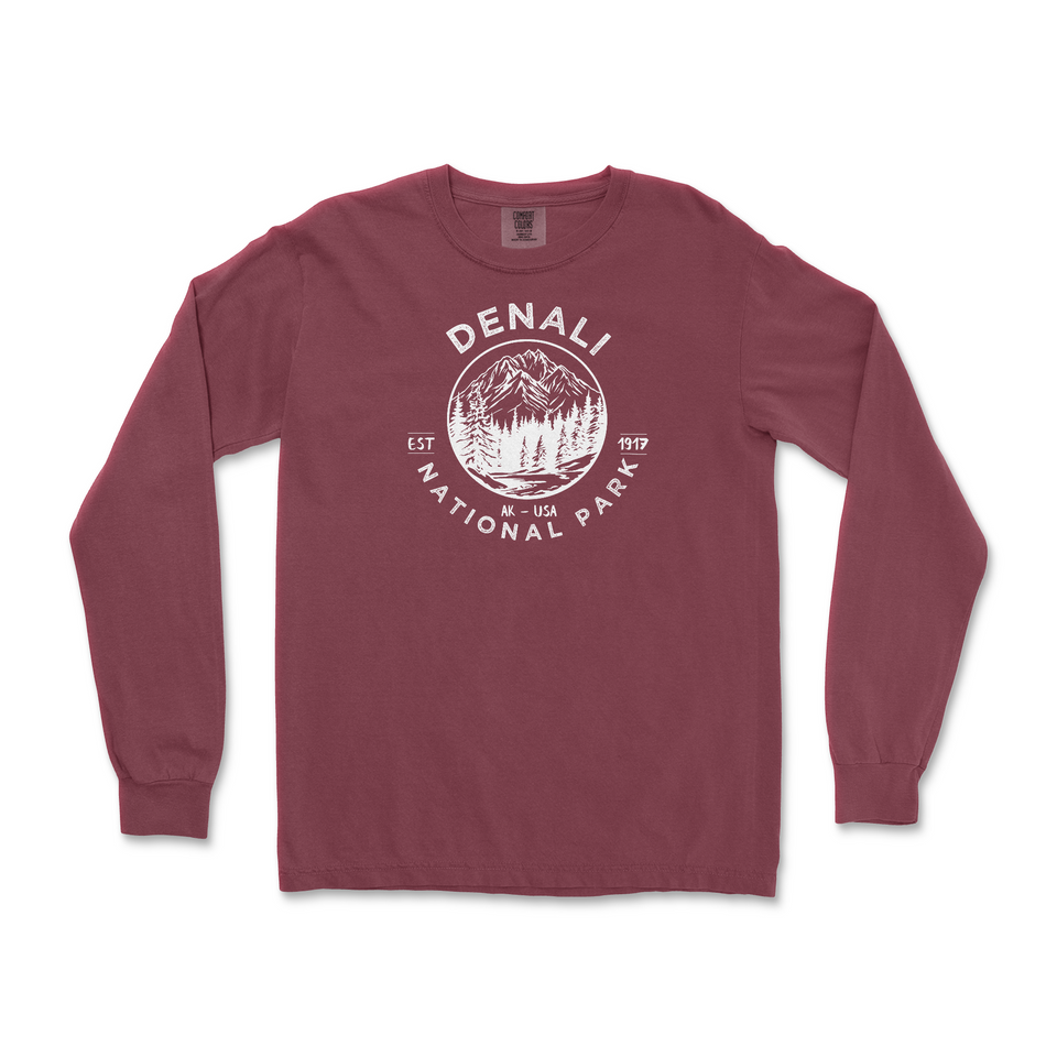 Denali National Park Garment-Dyed Long Sleeve T-Shirt – Mountain Forest Circle