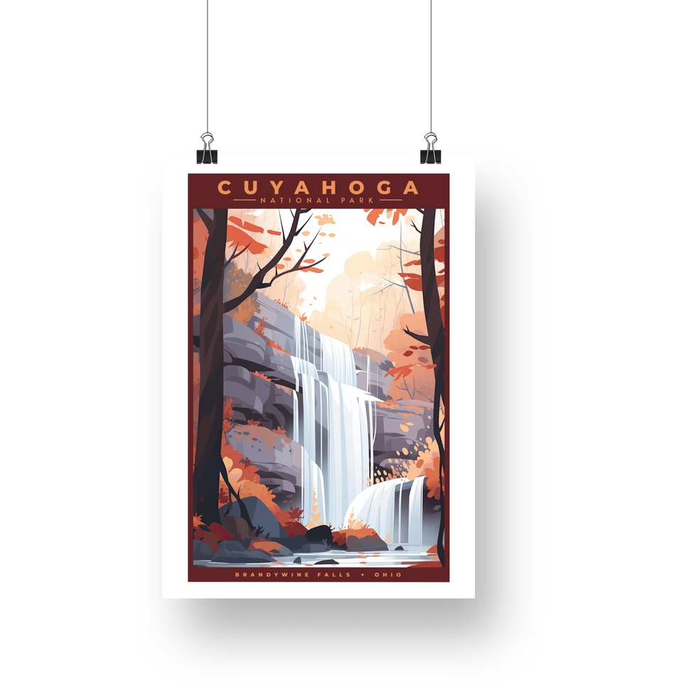 Brandywine Falls - Cuyahoga Valley National Park Poster – Autumn Forest & Tiered Falls