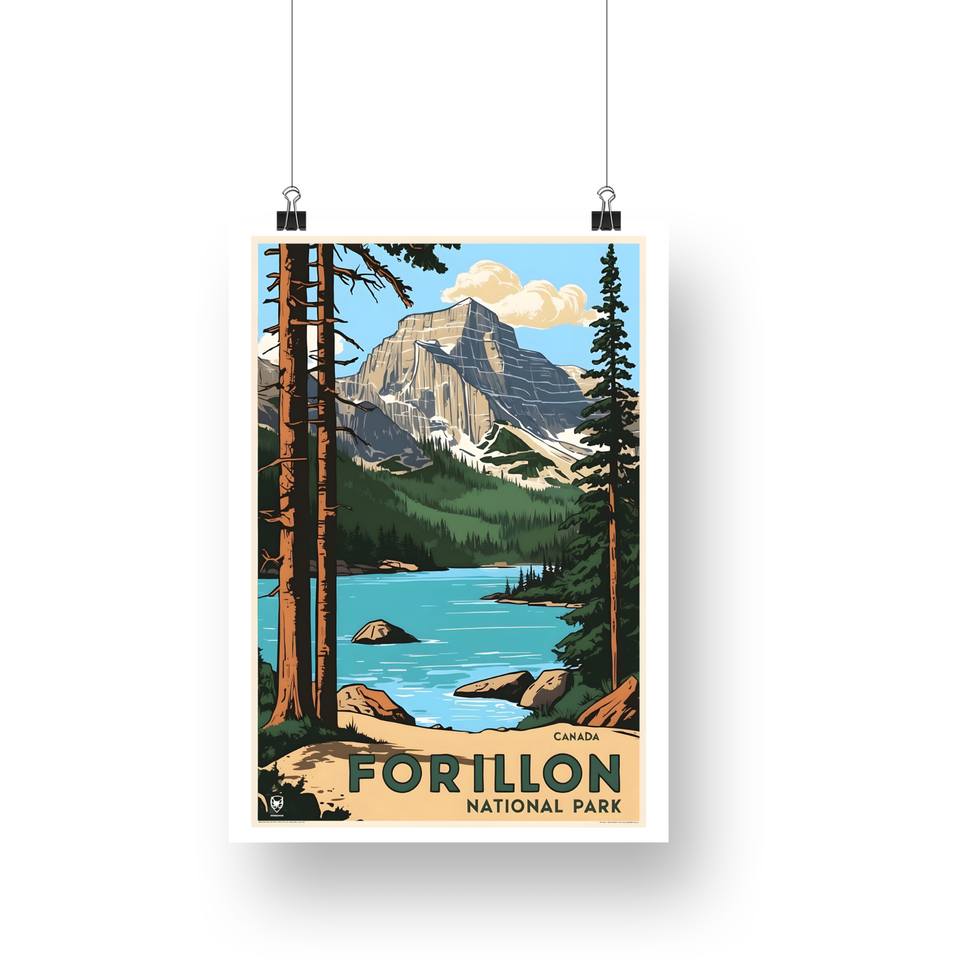 Forillon National Park Poster – Pine Shore & Mountain Lake