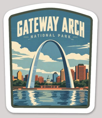 Gateway Arch National Park Die Cut Sticker – Vintage Arched-top