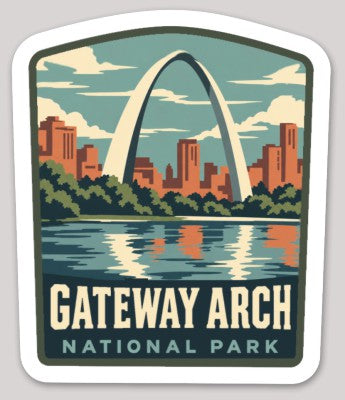 Gateway Arch National Park Die Cut Sticker – Vintage Arched-top Badge