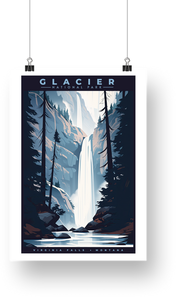 Glacier National Park Poster - Virginia Falls