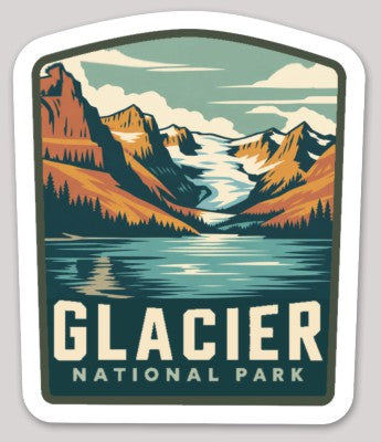Glacier National Park Die Cut Sticker – Vintage Arched-top Badge